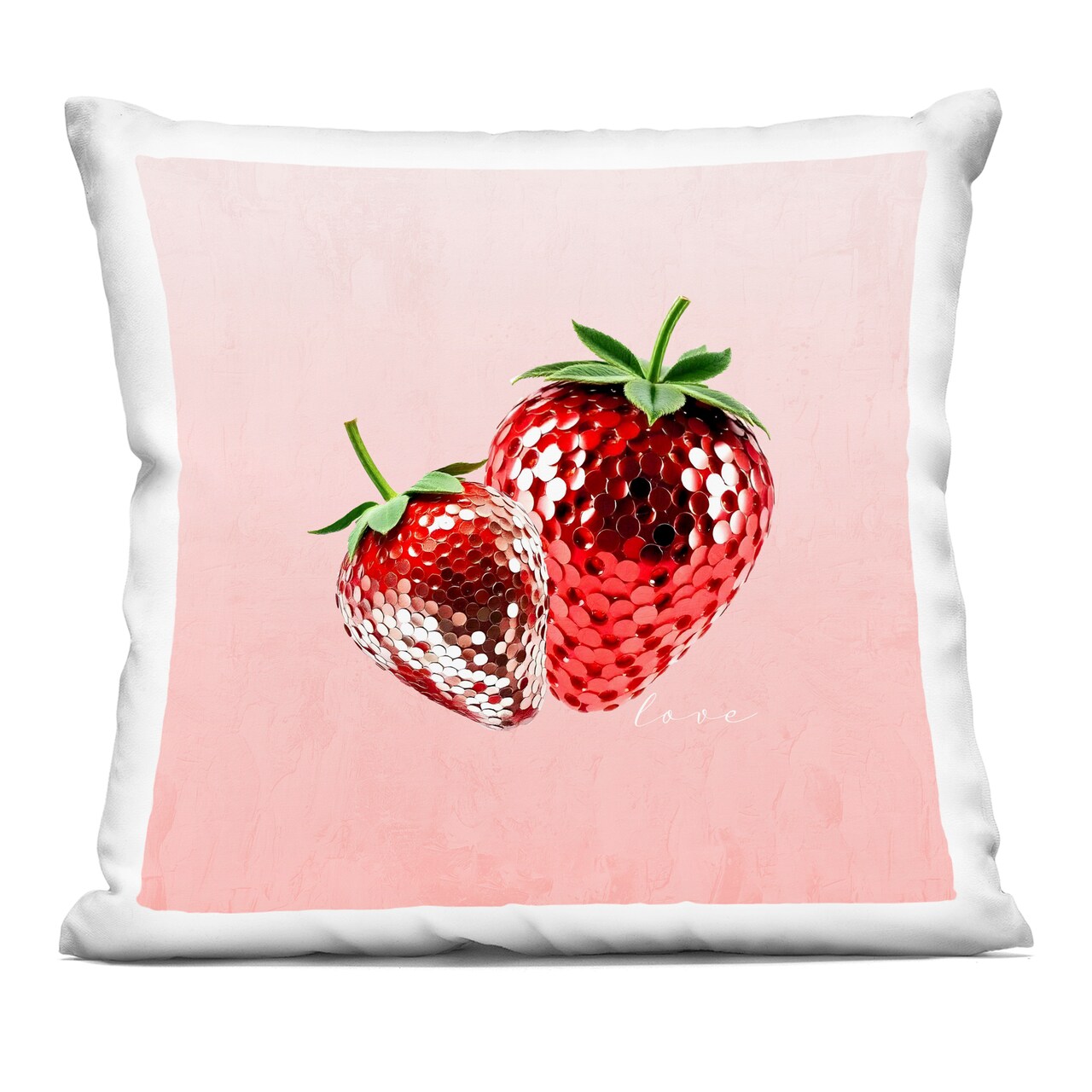 Stupell Industries Disco Sequin Strawberries Decorative Printed Pillow design by Kim Allen, 18 x 7 x 18